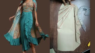 how to cut this pattern drapping skirt cutting draped skirt patternmaking [upl. by Marabel941]