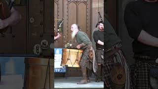 Scottish legend TuBardh Wilson with Clanadonia drumming outside Scone Palace in Scotland shorts [upl. by Hailed]