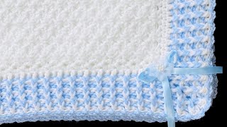 BABY BLANKET CROCHET PATTERN WITH BEAUTIFUL CROCHET STITCH FOR BABY BLANKETS AND EASY CROCHET BORDER [upl. by Mcmurry]