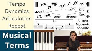 What are the common MUSICAL TERMS and SIGNS Beginner Piano Lessons 10 [upl. by Ferullo749]