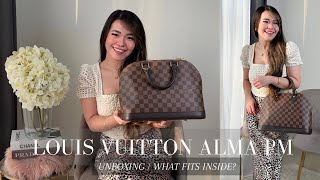 LOUIS VUITTON ALMA PM UNBOXING amp REVIEW 🤍 Alma PM VS Speedy Comparison [upl. by Garneau]