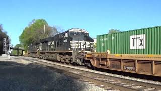 NS 282 Intermodal Dbl Stacks by Magnolia 4624 AC44C6M and ES44AC lead Domestic and export cubes [upl. by Blunk473]