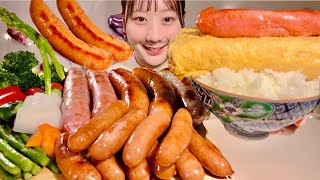 ASMR Sausage and Mentaiko Omelet Rice 【Mukbang Eating Sounds】【English subtitles】 [upl. by Benito]