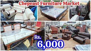 Miyapur Cheapest Roadside Furniture Market ₹ 6000 Dewan Sets Sofa Sets Dining amp Cots With Mattress [upl. by Eidderf]