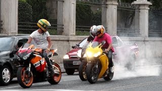 Honda CBR 1000RR Burnout S1000RR amp Hayabusa Wheelie CBR vs 650F R1 R6 ZX6R Hornet  Lound Sounds [upl. by Asreht]