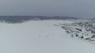 Pentwater Michigan  People Ice Fishing  20220130  Autel EVO II Pro 6K [upl. by Hosfmann]