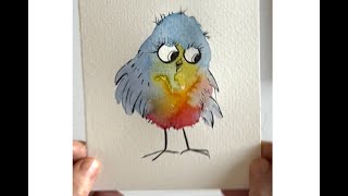 Paint a Watercolor Blobby Bird in under 3 minutes Blobby Bird no 9 [upl. by Annayehc860]