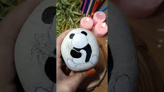 Painting on stone🪨 panda painting art craft diy painting video shorts stone [upl. by Ecnerret966]