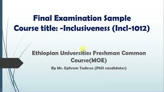 Inclusiveness Final Examination Sample Tutor in Amharic [upl. by Abernathy]