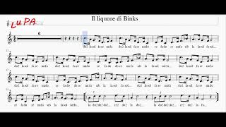 Il liquore di Binks  Flauto  Note  Spartito  Karaoke  Instrumental  Recorder [upl. by Ynna]