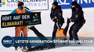 GURGL LETZTE GENERATION stürmt SkiWeltcup in Tirol und beschmieren Schnee mit Farbe [upl. by Nylanaj312]