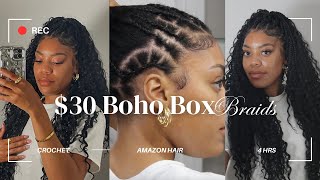 30 Amazon Boho Box Braids  Illusion Crochet boho braids [upl. by Arehsat]