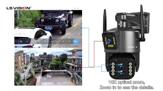 LS VISION Triplelens Dualscreen WIFI 10X Optical Zoom Security IP Camera [upl. by Panter]