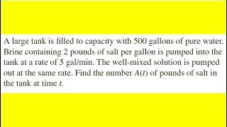 A large tank is filled to capacity with 500 gallons of pure water [upl. by Hartmunn336]