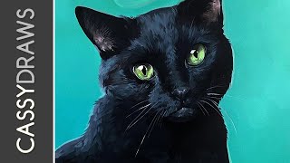 Painting a Black Cat  Memorial Pet Portrait Commission [upl. by Moon544]