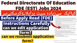 Federal Directorate Of Education FDE EST Jobs 2024  Before Apply Read FDE Instructions Carefully [upl. by Boyes271]