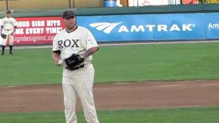 Pitcher Buster Lussier of the Brockton Rox v Quebec Capitales 63010 [upl. by Akerehs]