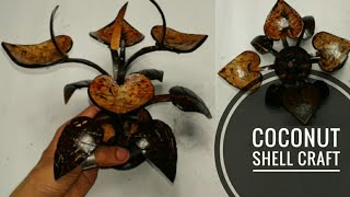 Coconut flower vase  How to make coconut shell flower  Easy making ideas  master ideas [upl. by Ecargyram]