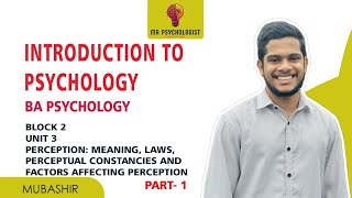 BPCC 101  INTRODUCTION TO PSYCHOLOGY  Unit  3 Perception IGNOU MALAYALAM Part 1 [upl. by Groves]