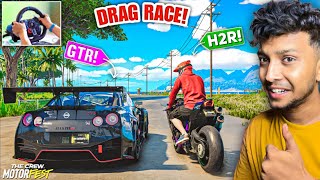 NISSAN GTR Vs KAWASAKI NINJA H2R 😱 The Crew Motorfest  LOGITECH G29 [upl. by Eiahpets]