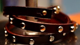 DIY Leather Studded Wrap Bracelet [upl. by Domingo844]