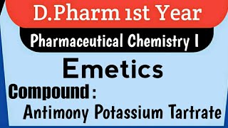 Emetics Pharmaceutical Inorganic Chemistry Emetics amp Expectorants DPharm First Year [upl. by Cartan]