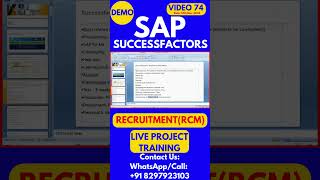 SAP SuccessFactors RCM Training Video 74 13th Nov 2024 sapsuccessfactorstraining [upl. by Borg]