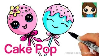 How to Draw Cake Pop Easy  Cute Cartoon Food [upl. by Lamraj]