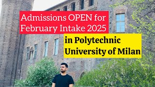 Admissions OPEN for February Intake in Polytechnic University of Milan  Politecnico di Milano [upl. by Dallis]