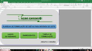 Formulação de dietas para Bovinos Leiteiros no EXCEL [upl. by Siladnerb]