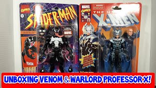 Unboxing the Marvel Legends Walmart Exclusive Retro Venom amp Warlord Professor X [upl. by Inoek]