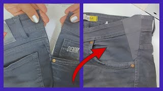 expanding your jeans waist 👖 in just 4 minutes 😍 practical sewing technique ✨ [upl. by Aronas]