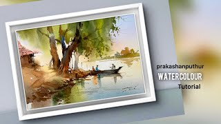 watercolor demo by prakashanputhur  how to paint a beautiful landscape in water color [upl. by Iong878]