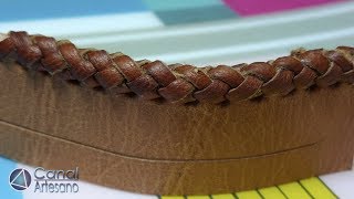 Costura de trenza de 4 con tireta de cuero  DIY Tutorial [upl. by Alejandra]