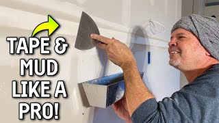 How To TAPE and MUD Your DRYWALL  DIY GUIDE [upl. by Atnovart511]