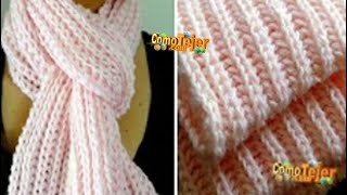 Cómo Tejer Bufanda Punto Inglés Reversible How to Knit Brioche Scarf 2 agujas palitos tricot 365 [upl. by Irap45]