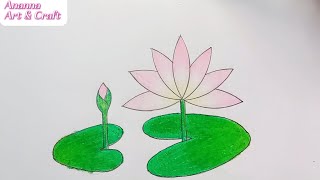 Water lily drawinghow to draw a water lilyArt videowaterlilyflowerdrawing AnannaArtCraft [upl. by Aneladgam748]