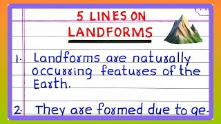 Few Lines on LANDFORMS  5  Five Lines on LANDFORMS  About LANDFORMS [upl. by Nivlem]