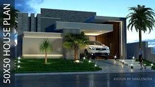 2500 SQFT 50X50 House plan with 3d elevation by nikshail [upl. by Llednar775]