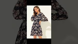 Allegra K Floral Dress  Long Sleeve V Neck Flowy Chiffon  Perfect for Fall [upl. by Ondrej237]