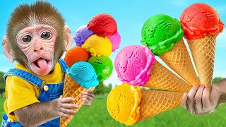 KiKi Monkey eat Colorful Fruit Yummy Ice Cream in Ice Cream Truck  KUDO ANIMAL KIKI [upl. by Caffrey]