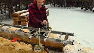 Granberg 24 Alaskan SawmillMy Ladder System Sorry Jill Martins Old Off Grid Log Cabin267 [upl. by Gant]