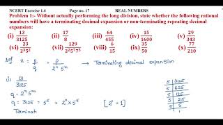 CH 1 Real numbers Exercise 14 Problem 1 Without actually performing the long division [upl. by Malvino732]