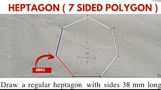 REGULAR HEPTAGON GEOMETRIC CONSTRUCTION 7 SIDED POLYGON [upl. by Schroer]