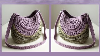 CUTE CROCHET SLING BAG IDEAS WITH LILAC amp OLIVE COLOR COMBINATION  Crochet Ideas [upl. by Zachery626]