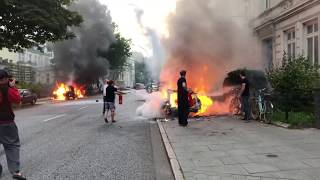 Hamburg G20  Brennende Autos an der Elbchaussee [upl. by Frederich]