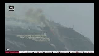 DAY 52 Lava seen descending sea cliffs  La Palma Volcano [upl. by Pamelina920]