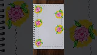 Easy Frontpage Border Design😍❤borderdesigncoverdrawingartflowersshortstrending [upl. by Sikorski607]