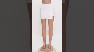 GIRLMERRY Sports plus size solid color quick dry high waist slit mini skort Wholesale HA002668 [upl. by Neelyar891]