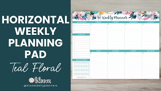 Horizontal Weekly Planning Pad Teal Floral 85quot x 11quot  bloom Daily Planners ® [upl. by Gombach594]